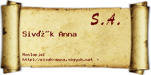 Sivák Anna névjegykártya
