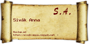 Sivák Anna névjegykártya
